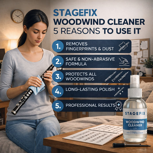 Woodwind Cleaner 4oz – Non-Abrasive Exterior Cleaner for Flute, Clarinet, Oboe & Piccolo – Safely Removes Dirt, Moisture & Grime – Safe for Instrument Finishes