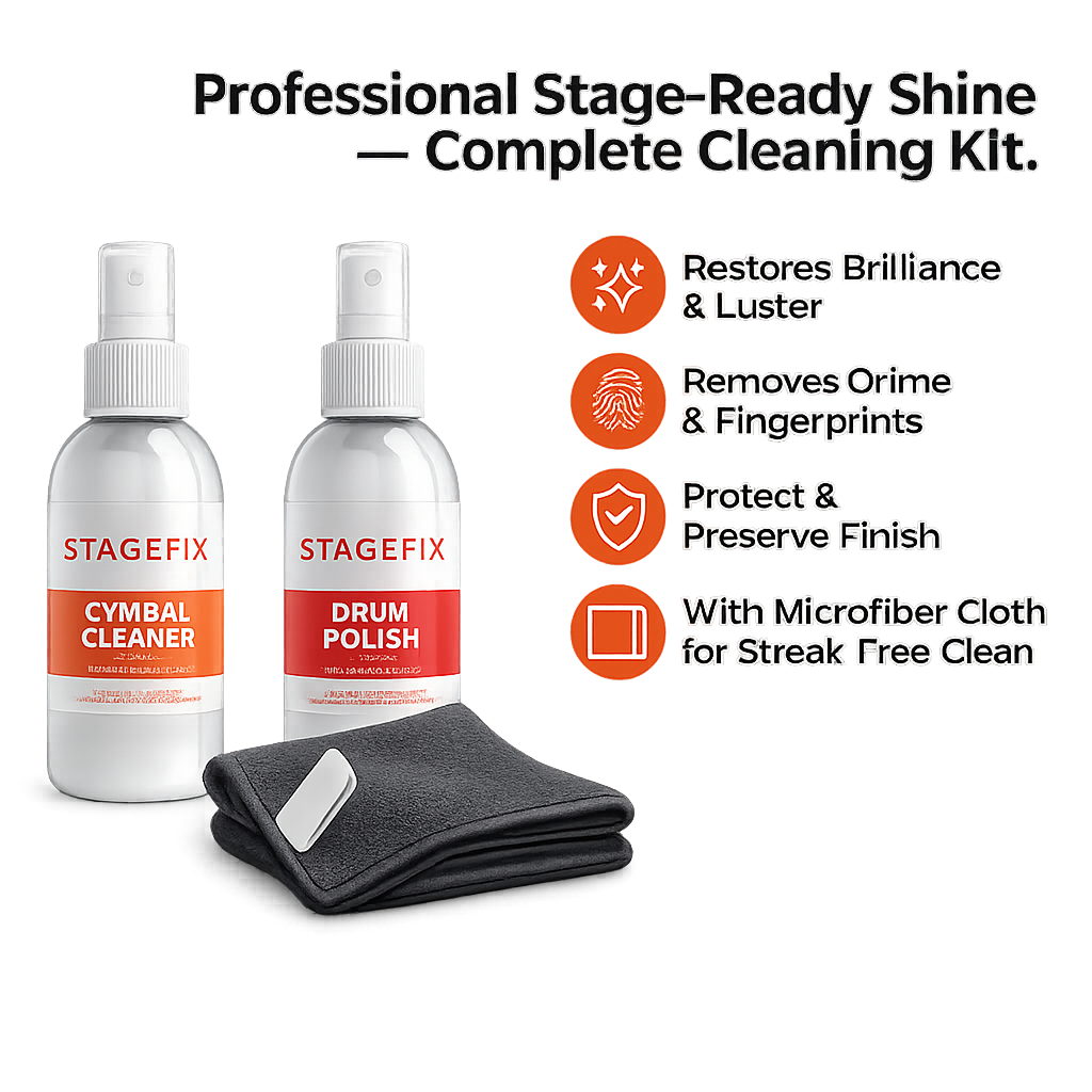 Drum Cleaning Kit – Cymbal Cleaner + Drum Polish + Microfiber Cloth