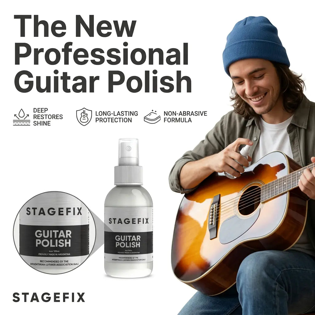 Guitar Polish & Cleaner 4oz – Non-Abrasive Formula for Electric, Acoustic & Bass – Safe on Nitro, Gloss, Satin & Matte Finishes – Removes Dirt & Fingerprints